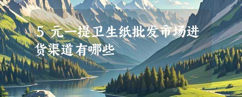 5元一提卫生纸批发市场进货渠道有哪些