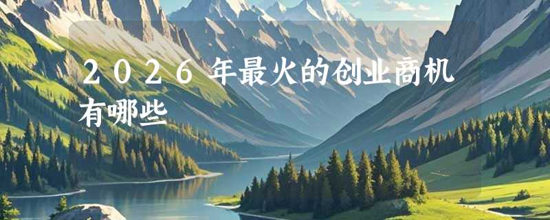 2026年最火的创业商机有哪些