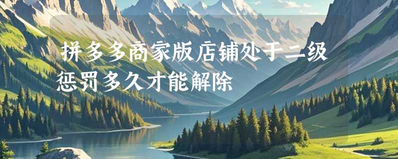 拼多多商家版店铺处于二级惩罚多久才能解除
