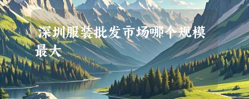 深圳服装批发市场哪个规模最大