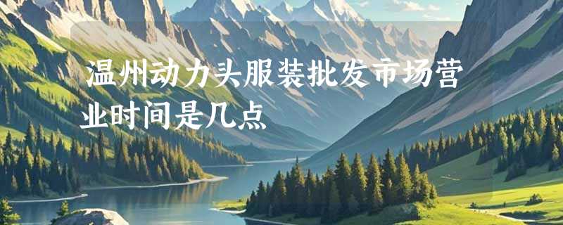 温州动力头服装批发市场营业时间是几点