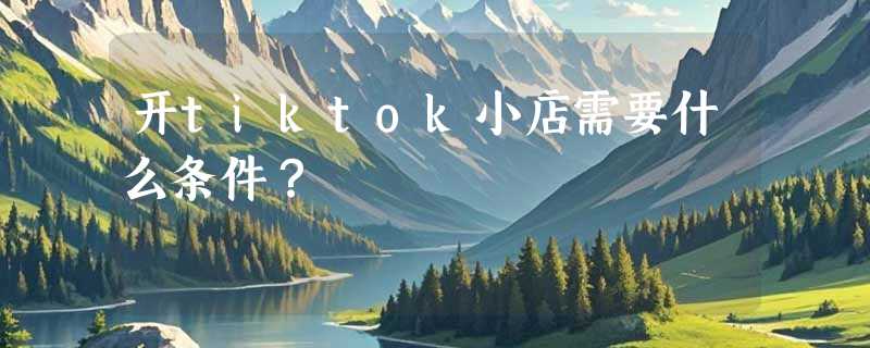 开tiktok小店需要什么条件？