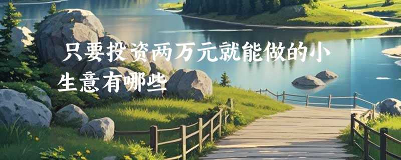 只要投资两万元就能做的小生意有哪些
