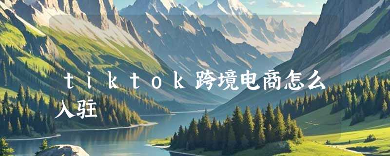 tiktok跨境电商怎么入驻