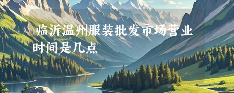 临沂温州服装批发市场营业时间是几点