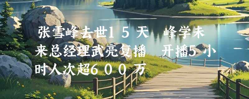 张雪峰去世15天 峰学未来总经理武亮复播 开播5小时人次超600万