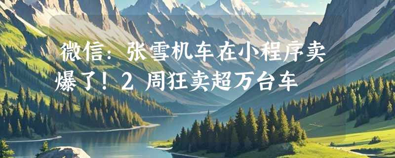 微信：张雪机车在小程序卖爆了！2周狂卖超万台车