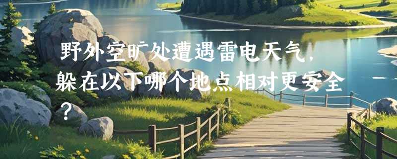 野外空旷处遭遇雷电天气，躲在以下哪个地点相对更安全？