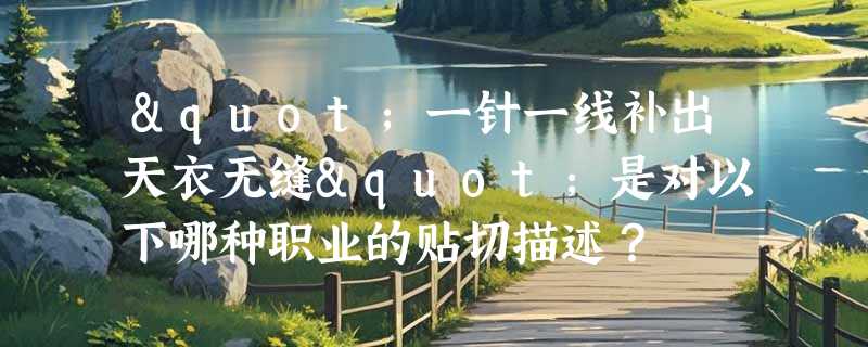 "一针一线补出天衣无缝"是对以下哪种职业的贴切描述？