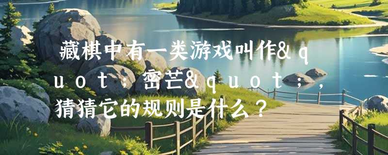 藏棋中有一类游戏叫作"密芒"，猜猜它的规则是什么？