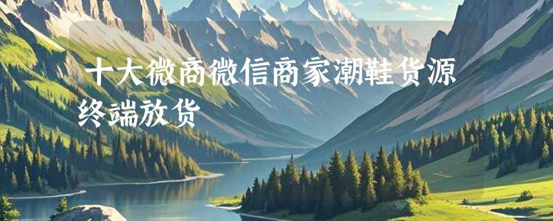 十大微商微信商家潮鞋货源终端放货
