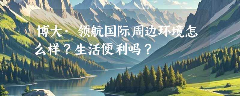 博大·领航国际周边环境怎么样？生活便利吗？