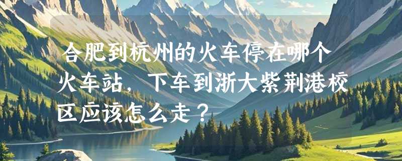 合肥到杭州的火车停在哪个火车站，下车到浙大紫荆港校区应该怎么走？