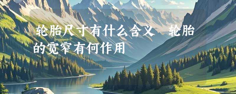 轮胎尺寸有什么含义 轮胎的宽窄有何作用