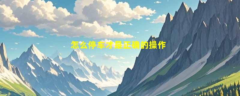 怎么停车才是正确的操作
