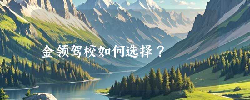 金领驾校如何选择？