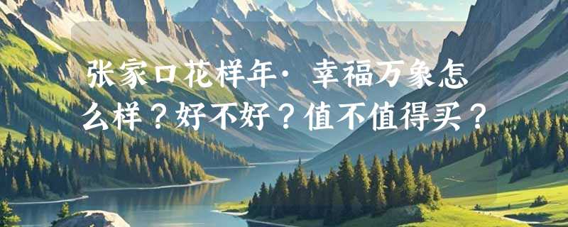 张家口花样年·幸福万象怎么样？好不好？值不值得买？
