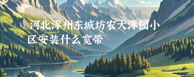 河北涿州东城坊农大涿园小区安装什么宽带