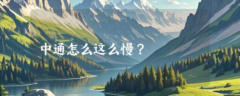 中通怎么这么慢？