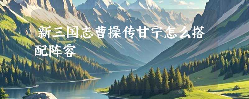 新三国志曹操传甘宁怎么搭配阵容